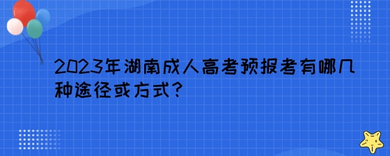 2023年湖南成人高考预报考有哪几种途径或方式?